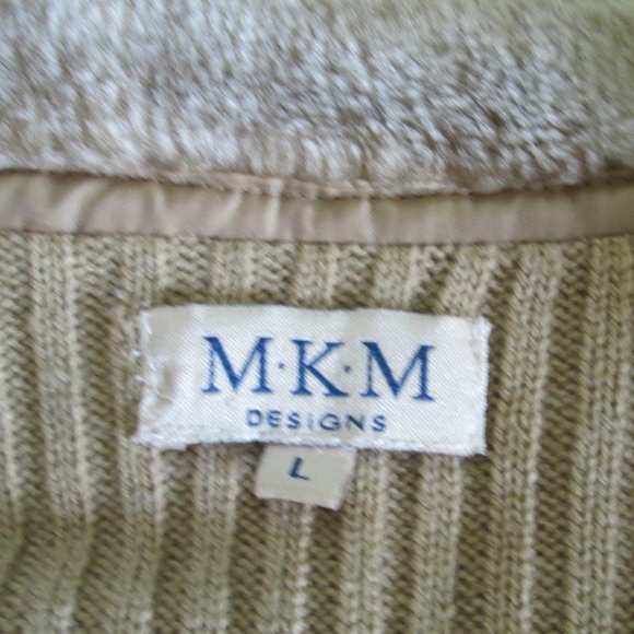 MKM Beige Faux Suede Zip Up Cardigan Sweater L - Picture 4 of 5